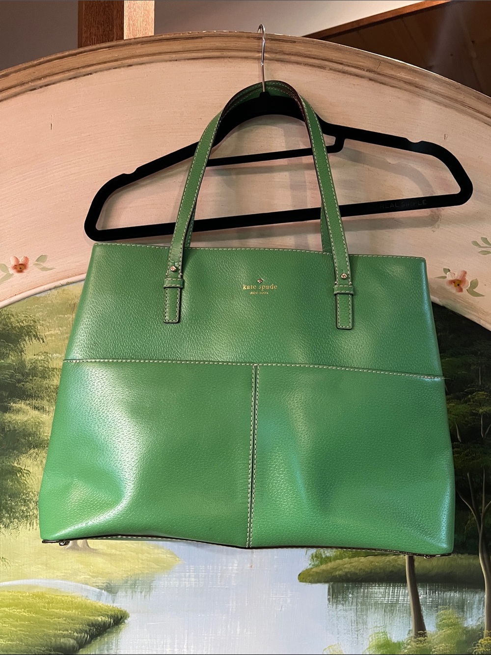 kate spade Green Pebbled Leather Tote